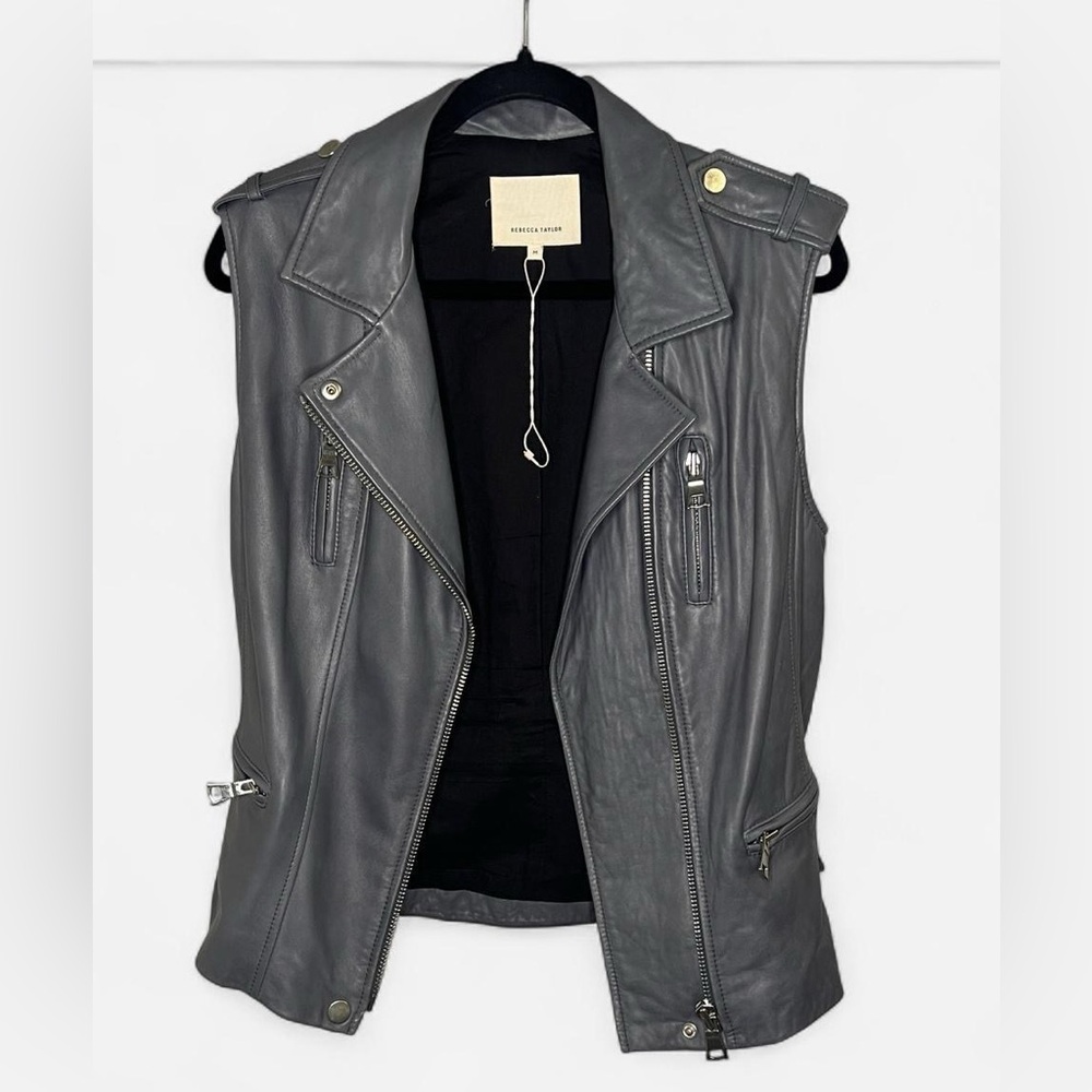 Rebecca Taylor Charcoal Leather Vest